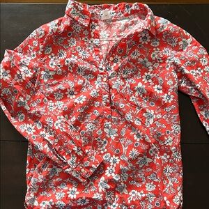GAP Red Floral Button Pullover Blouse